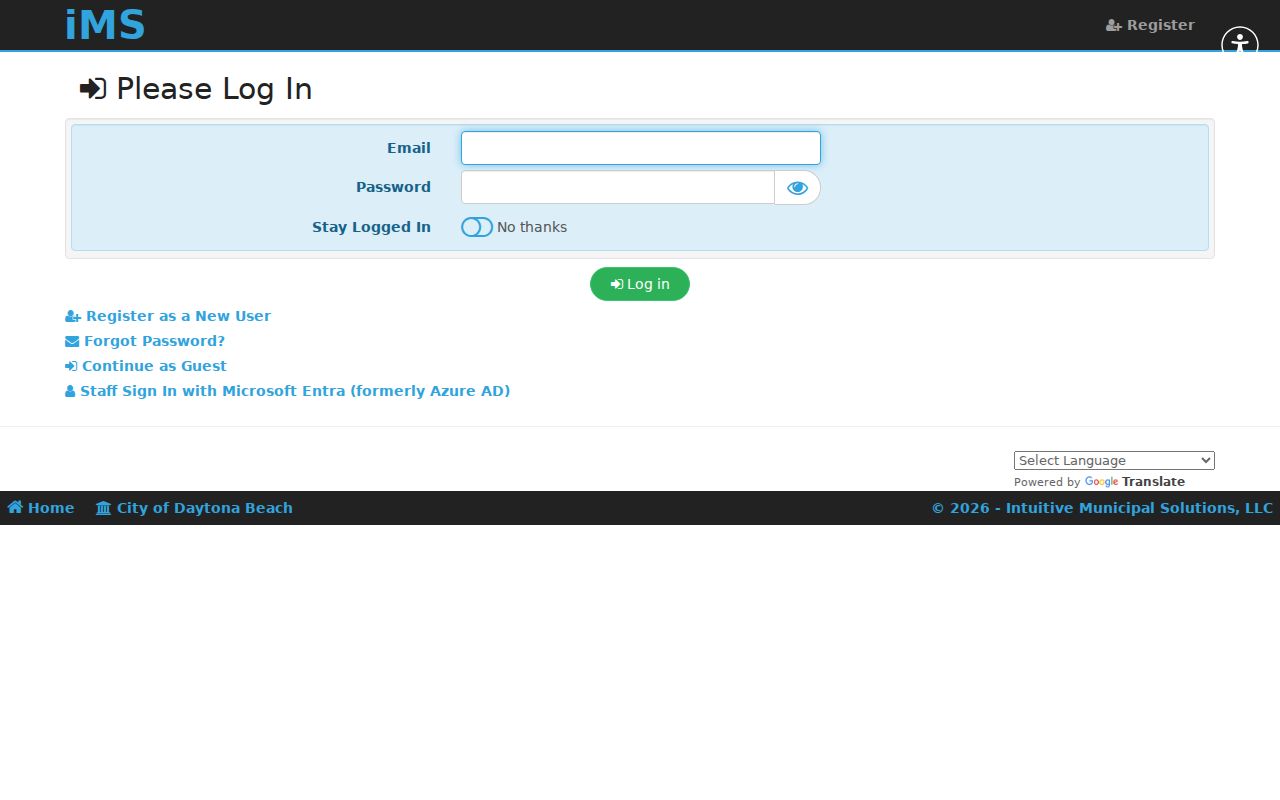 Daytona Beach permit portal for an address-based street search