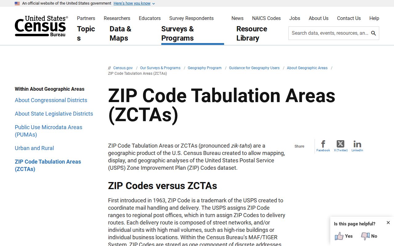 Census explanation of ZCTAs compared with Daytona Beach ZIP codes